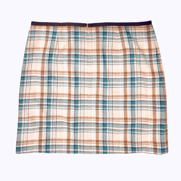 Vineyard Vines Plaid Skirt Wool Blend Womens SZ 14 Mini Pencil Preppy Twee Blue - Picture 5 of 7